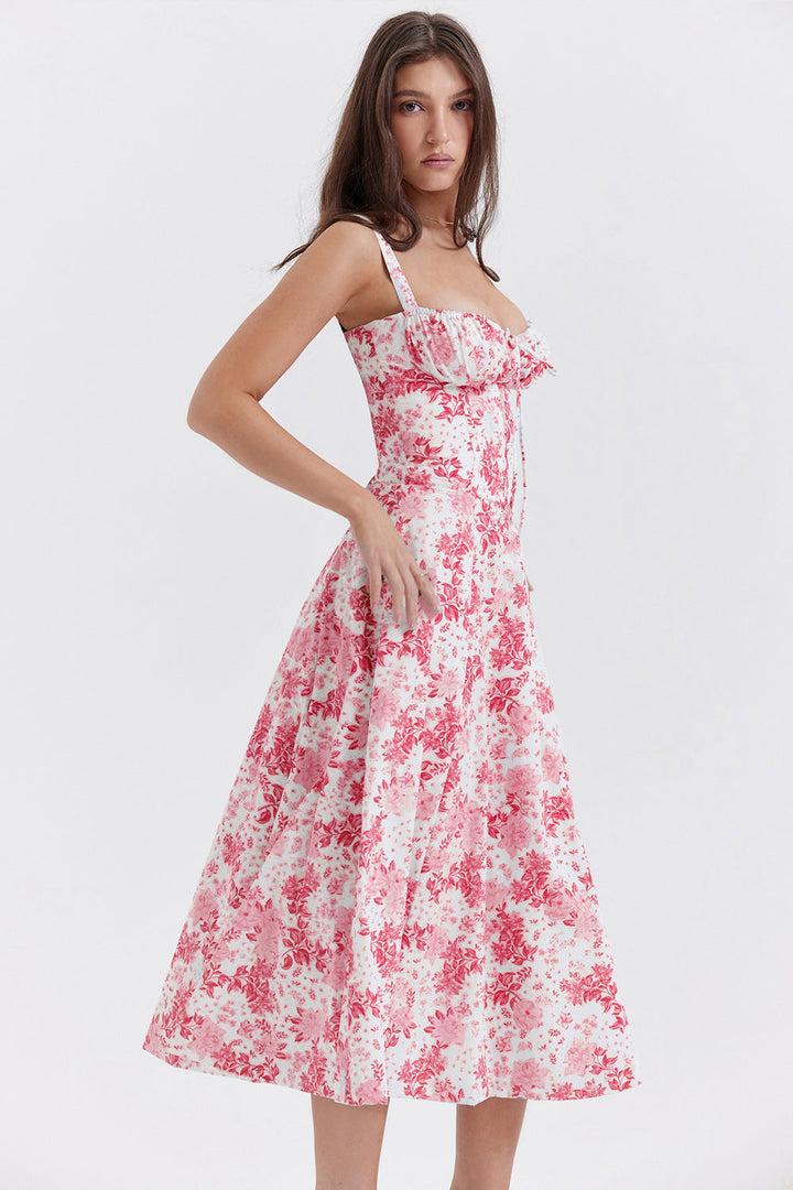 Isabella - Abito Midi Floreale con Corsetto a Laccio™