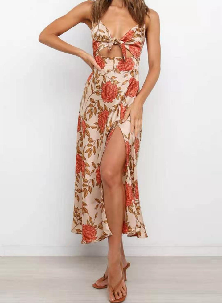 Elara Floral Satin Midi Dress™