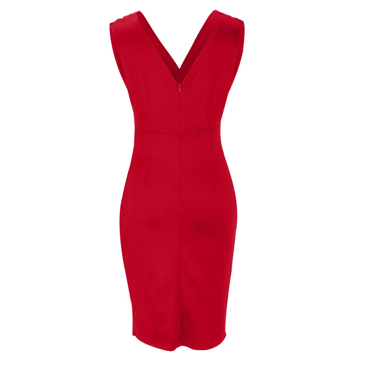 Sophia Grace™ - Chic Midi Dress with V-Neckline and Subtle Slit for Special Occasions