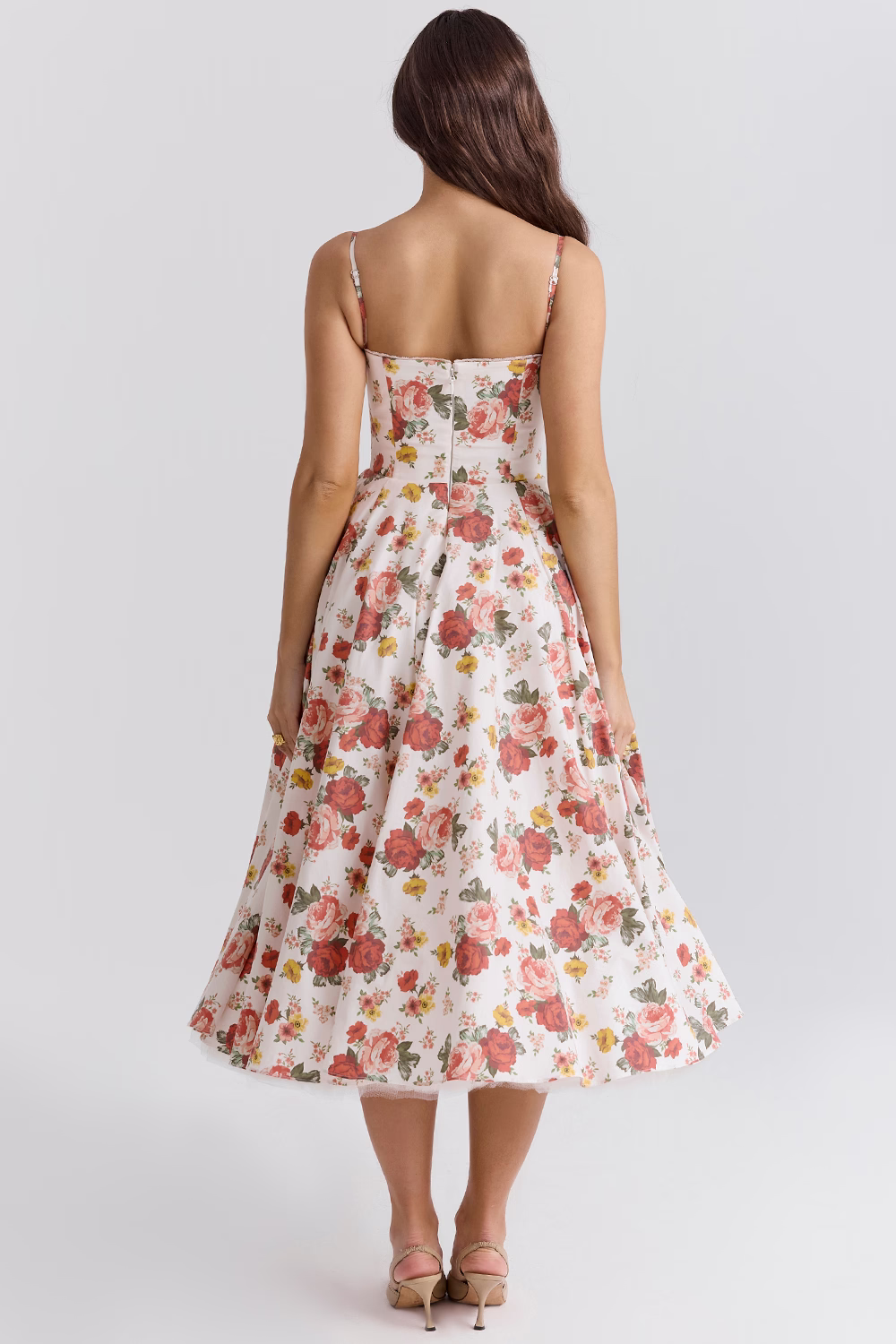 Elara - Abito Midi Corsetto con Gonna Voluminosa e Spalline Delicate™