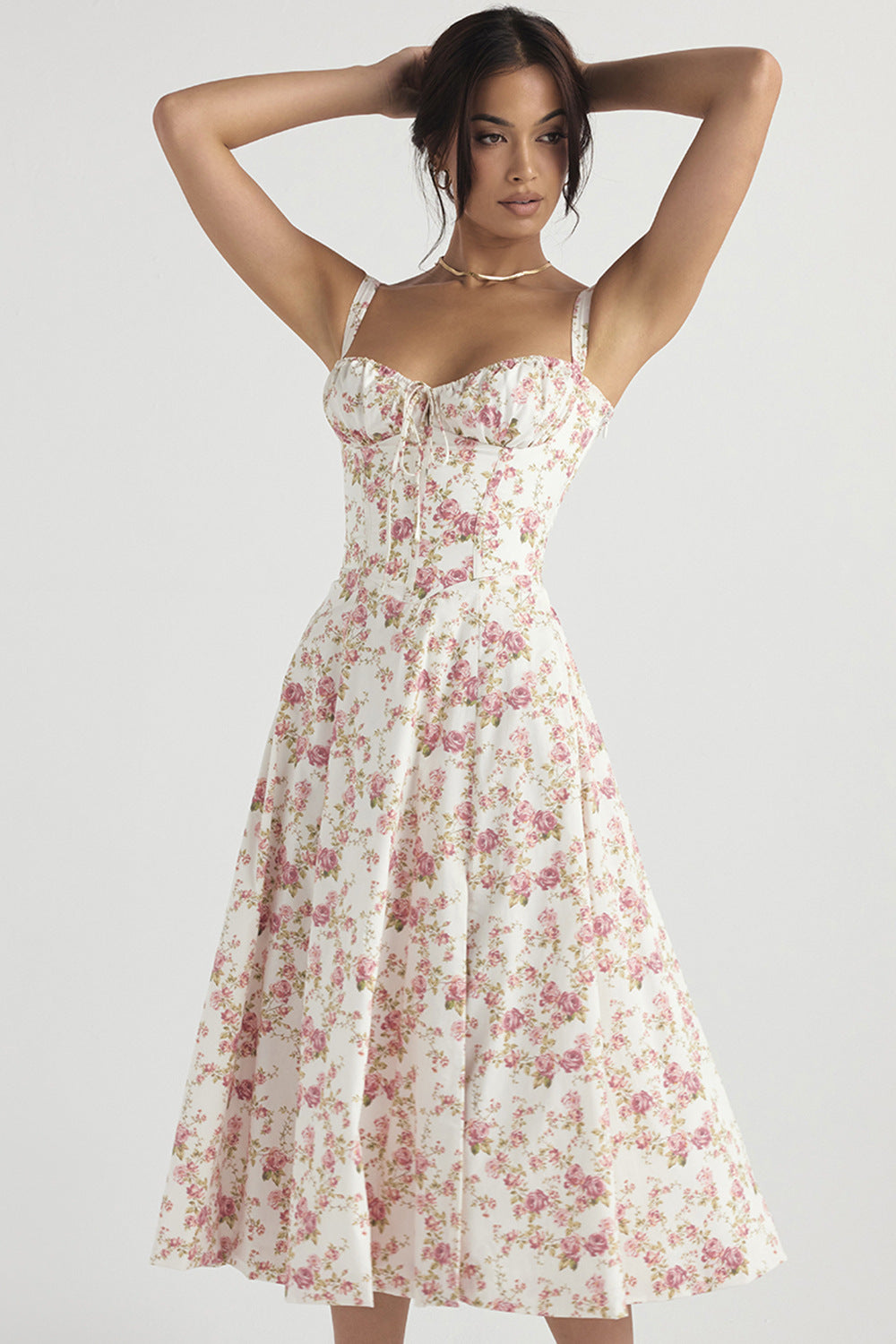 Isabella - Abito Midi Floreale con Corsetto a Laccio™