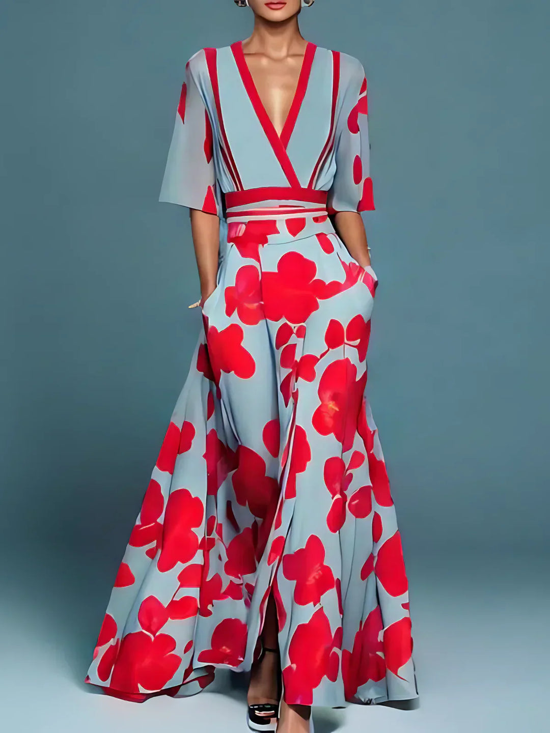 Elisan™ - Sophisticated Floral Pattern Dress