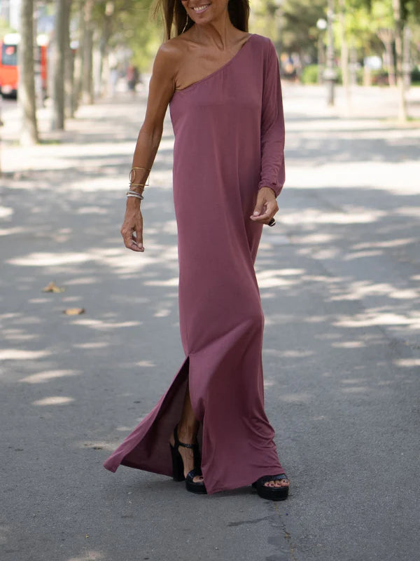 Seraphina™ One-Shoulder Summer Gown – Graceful, Flowing, and Ideal for Any Occasion