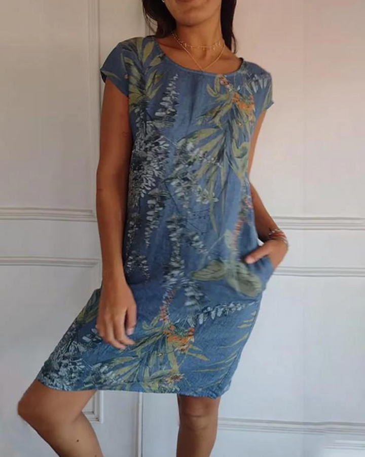 Ofeliya™ | Printed Linen Dress