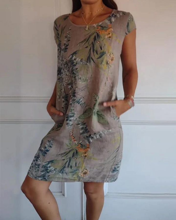 Ofeliya™ | Printed Linen Dress