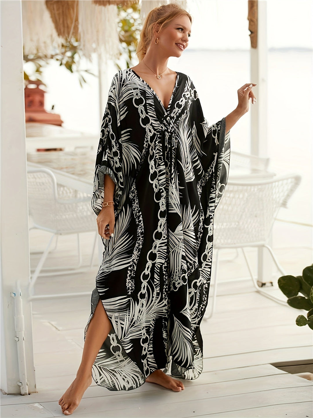 Olivia™ - Luxe Chain Print Kaftan Dress