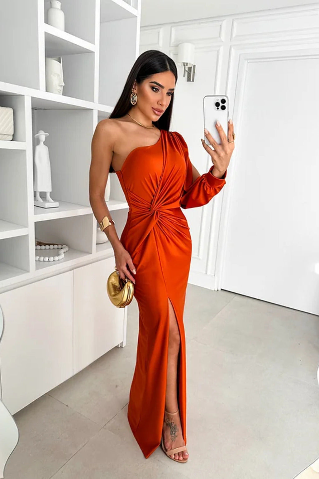 Seraphina - Asymmetric Satin Draped Gown™