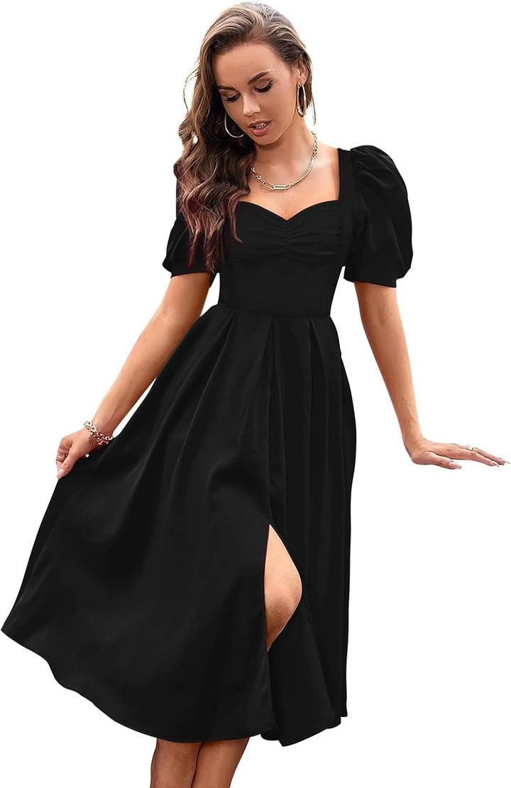 Aureline™ | Sweetheart Puff Sleeve Dress