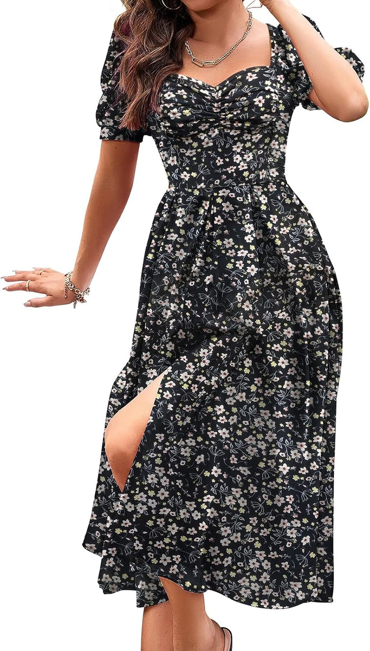 Aureline™ | Sweetheart Puff Sleeve Dress
