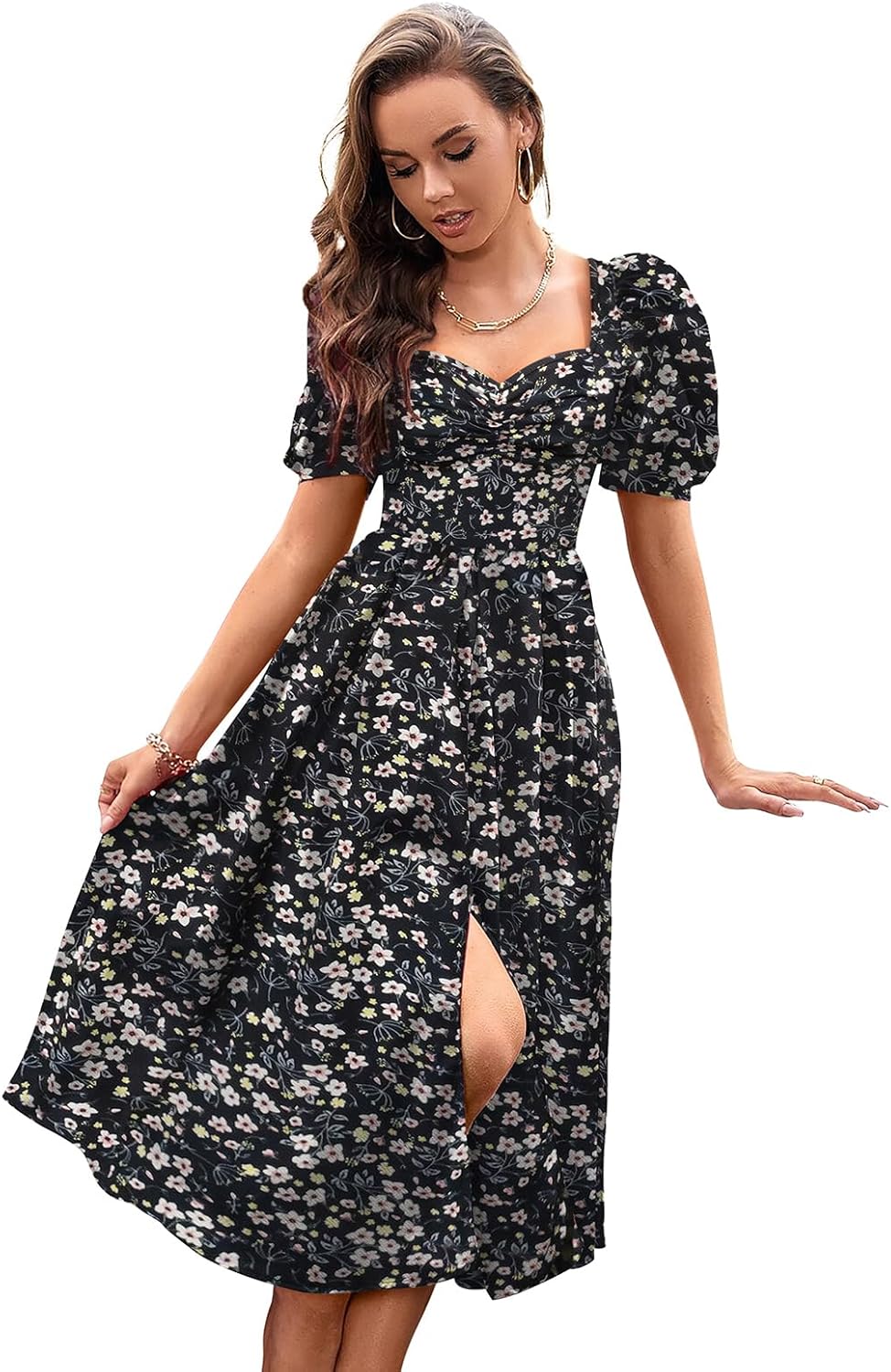 Aureline™ | Sweetheart Puff Sleeve Dress