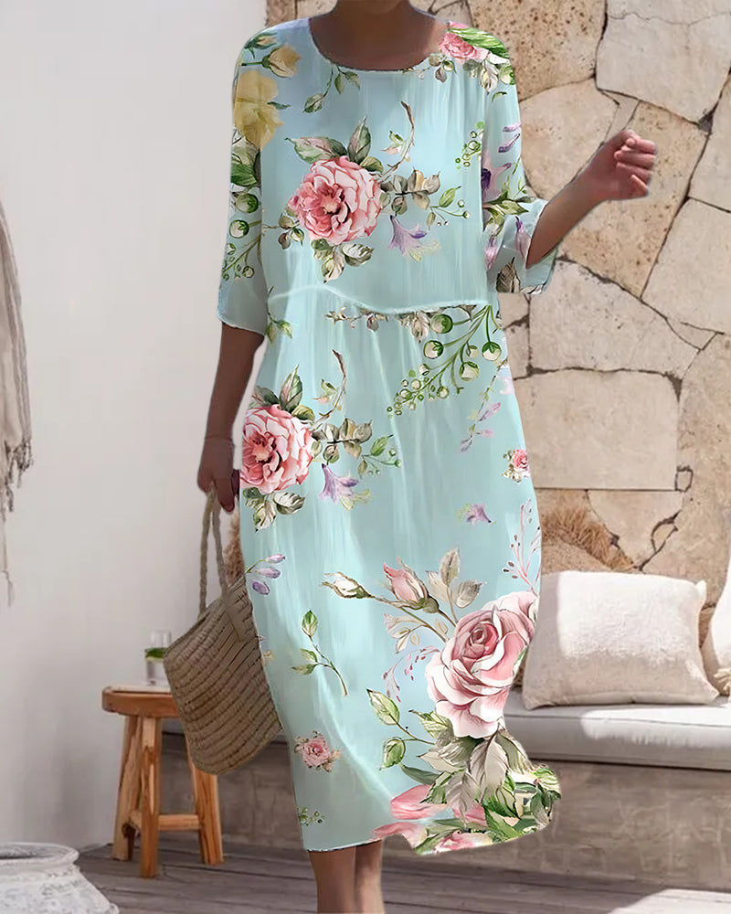 FRANKIE | ELEGANT FLORAL DRESS WITH TUMMY COVERING LIMITED STOCK