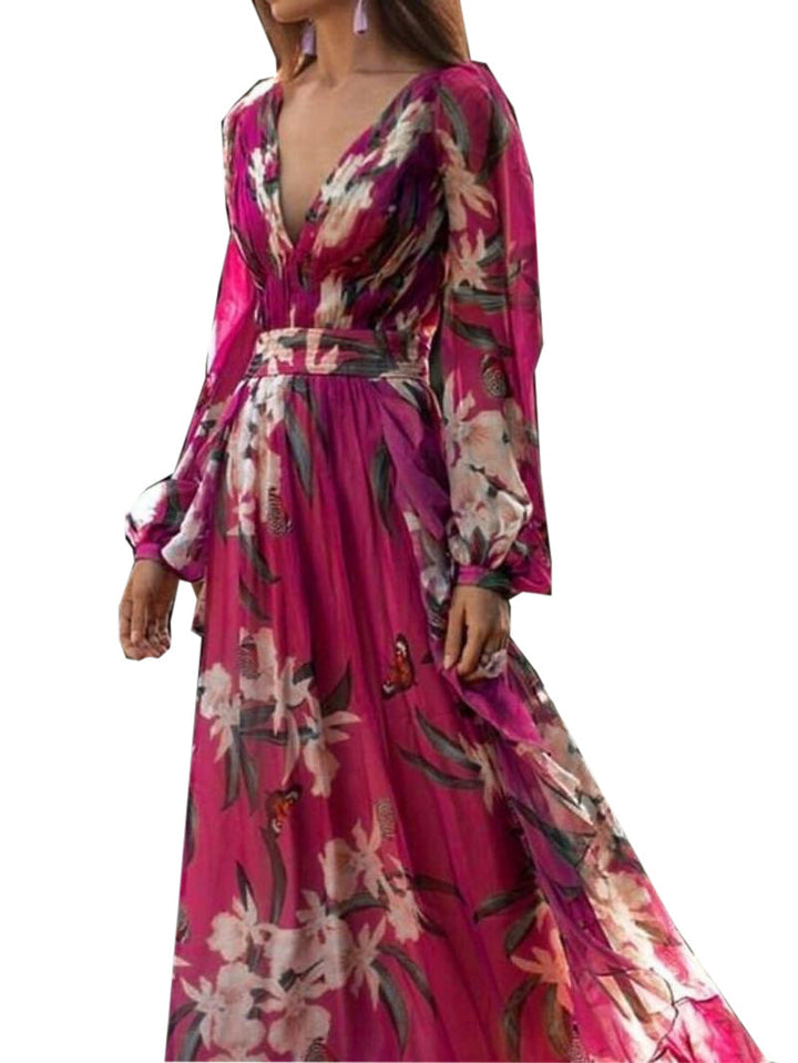 Noma Chiffon Dress – V-Neck & Long Skirt