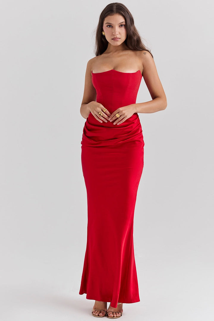 Celestia - Satin Corset Gown with Draped Elegance™