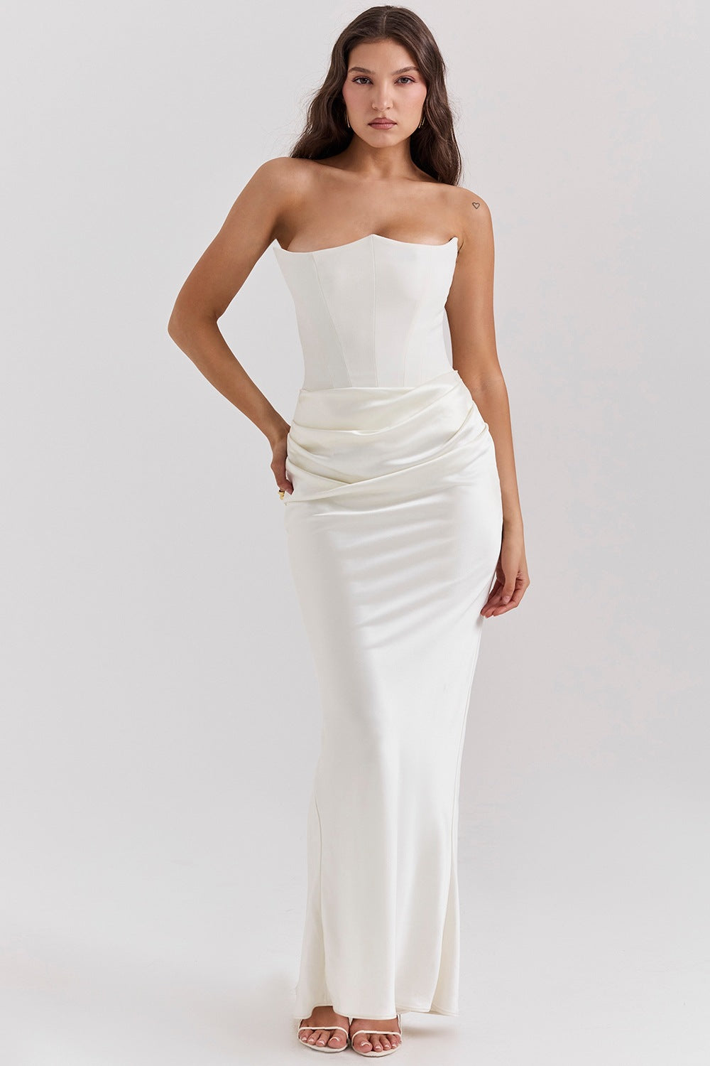 Celestia - Satin Corset Gown with Draped Elegance™