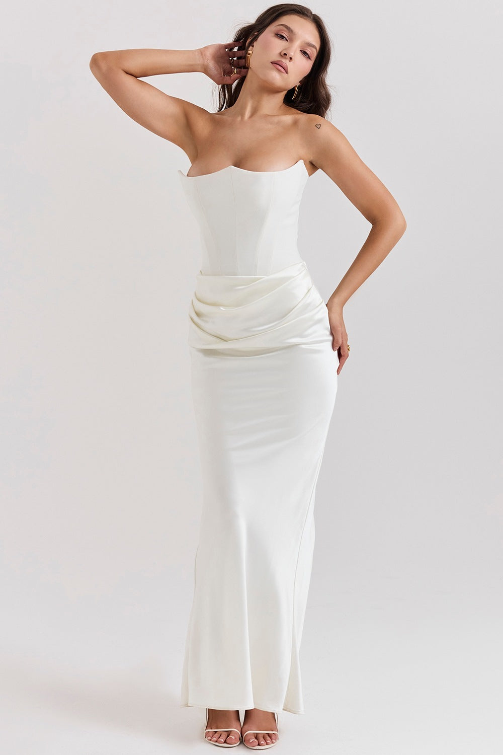 Celestia - Satin Corset Gown with Draped Elegance™