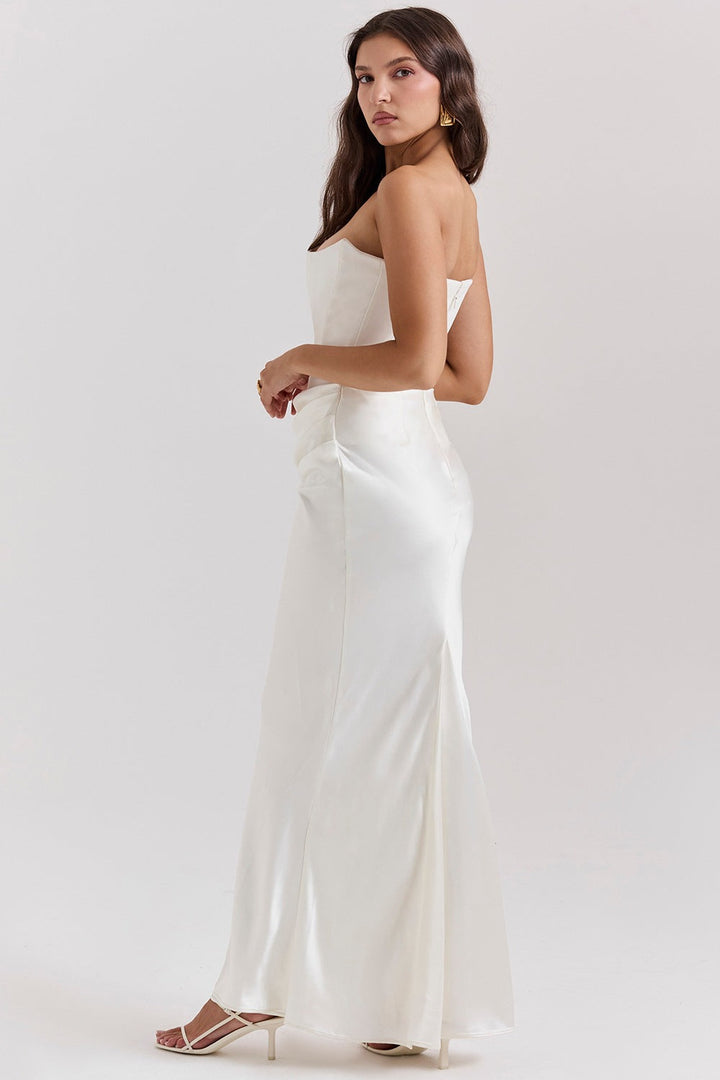 Celestia - Satin Corset Gown with Draped Elegance™