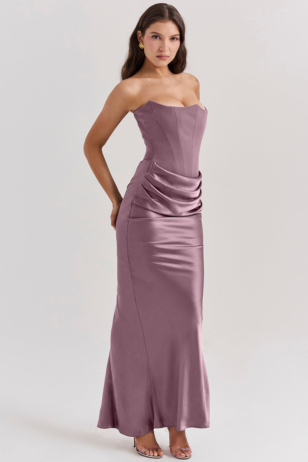 Celestia - Satin Corset Gown with Draped Elegance™