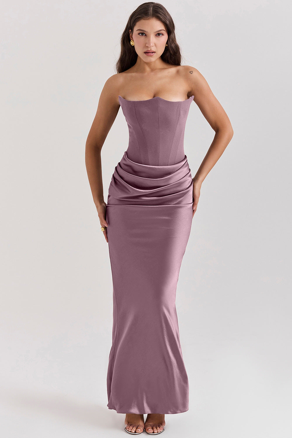 Celestia - Satin Corset Gown with Draped Elegance™