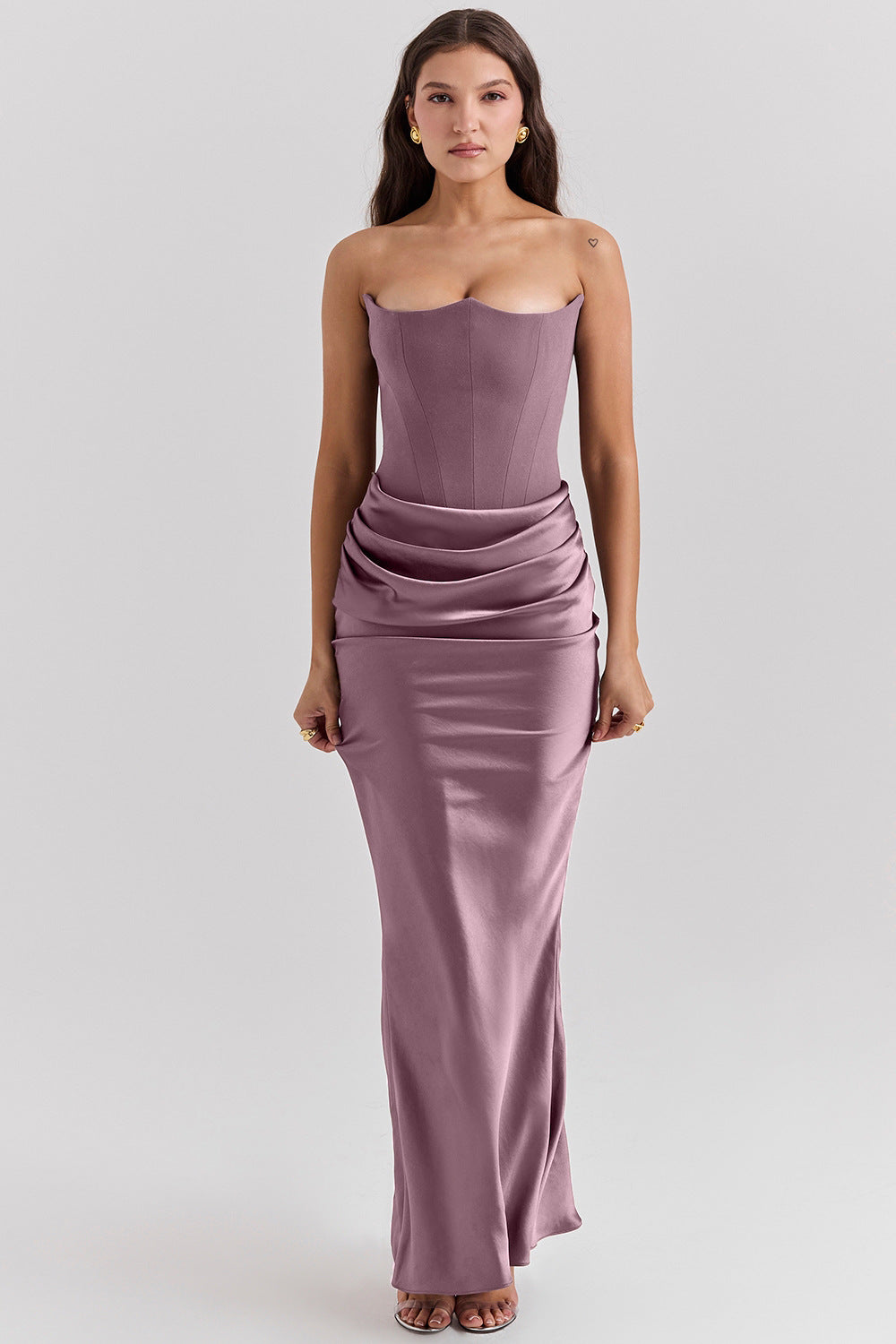 Celestia - Satin Corset Gown with Draped Elegance™