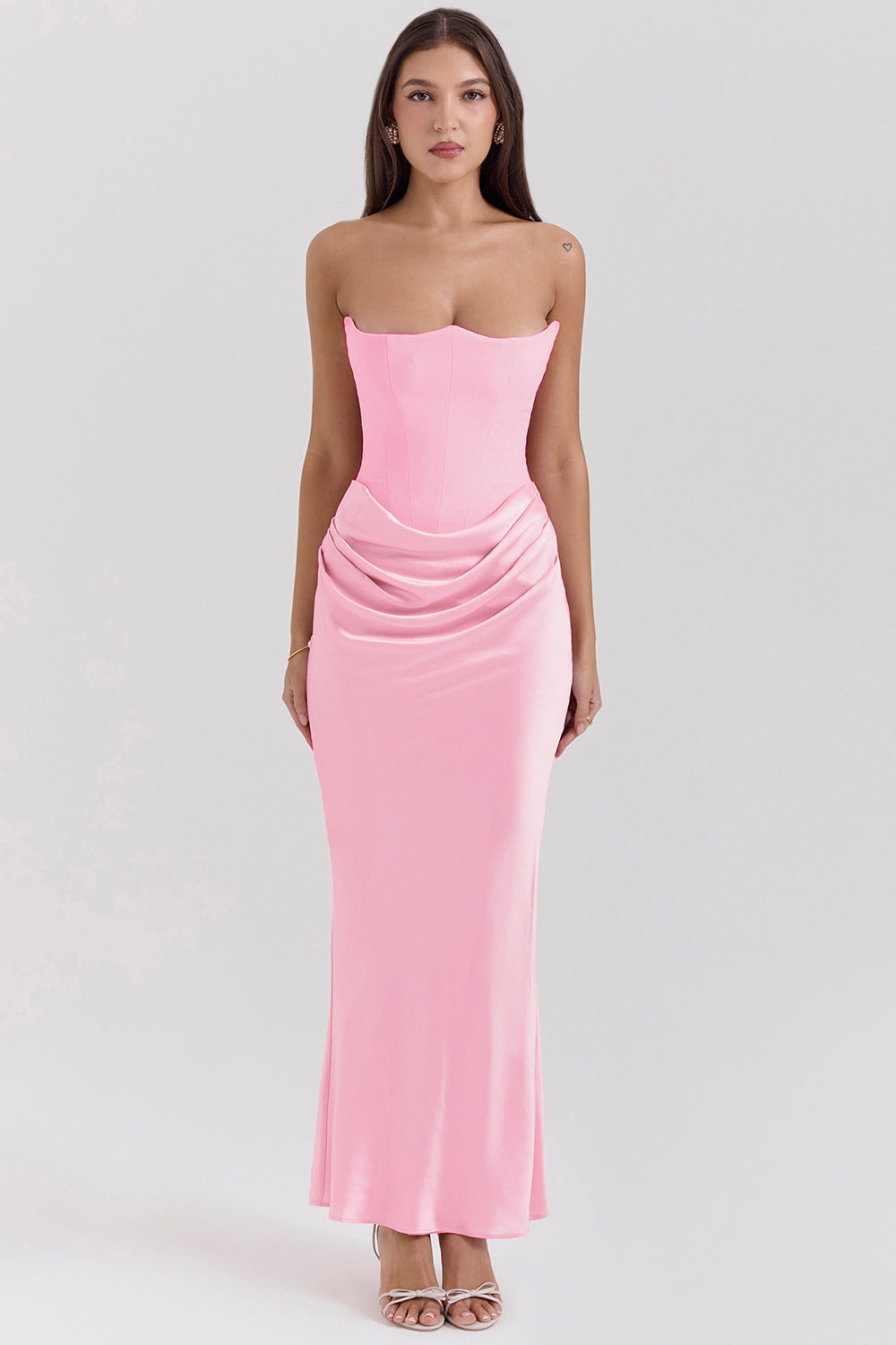 Celestia - Satin Corset Gown with Draped Elegance™