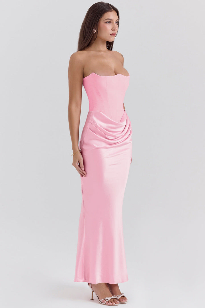 Celestia - Satin Corset Gown with Draped Elegance™