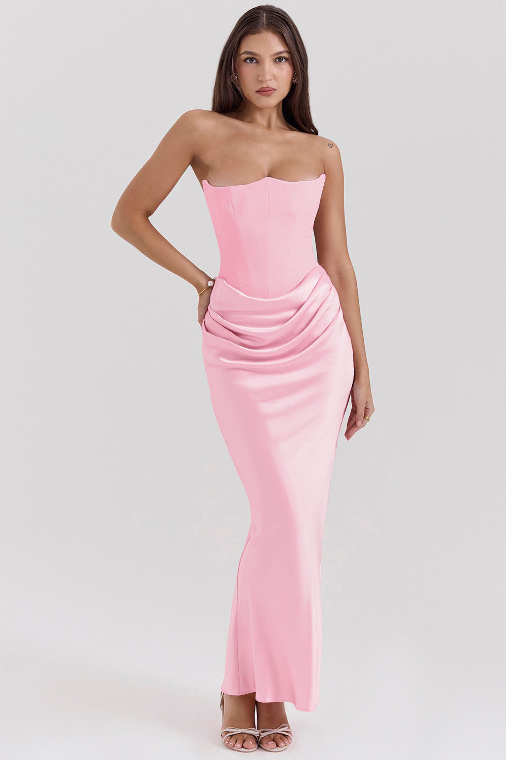 Celestia - Satin Corset Gown with Draped Elegance™