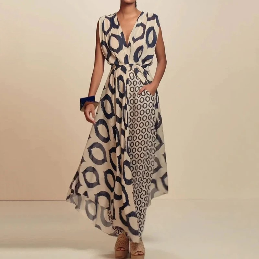 Isabella™ - Graceful Boho Maxi Dress with Pockets and Ethnic Print