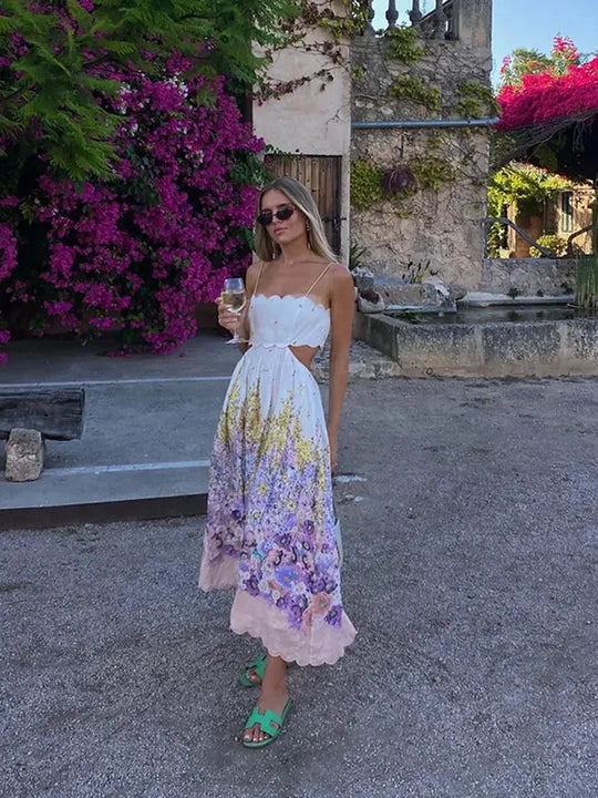 Lila-Rose Midi Dress™ - Delicate Straps and Floral Print