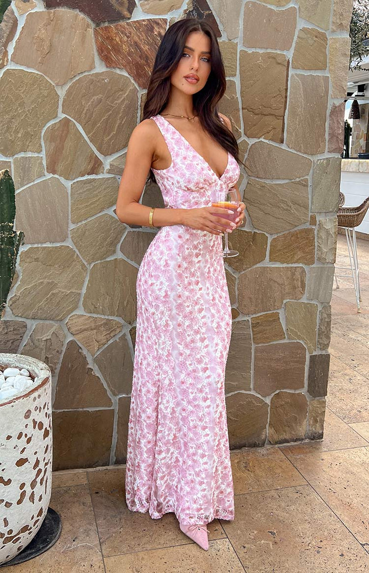Amira™ | Blush Lace Maxi Dress