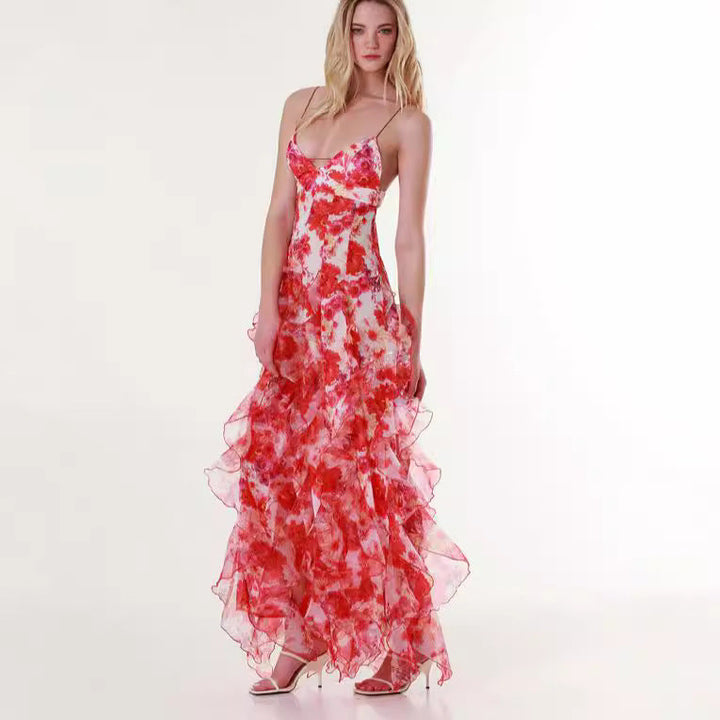 Isabella – Elegant Floral Tiered Maxi Dress with Open Back™