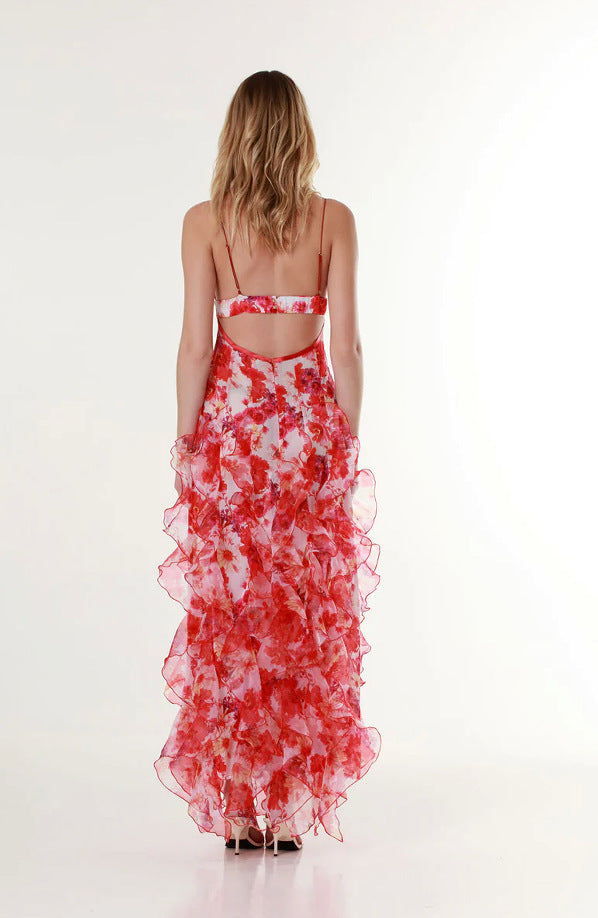 Isabella – Elegant Floral Tiered Maxi Dress with Open Back™