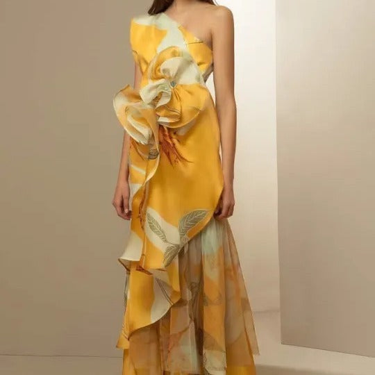 Isabella Asymmetry Floral Gown™