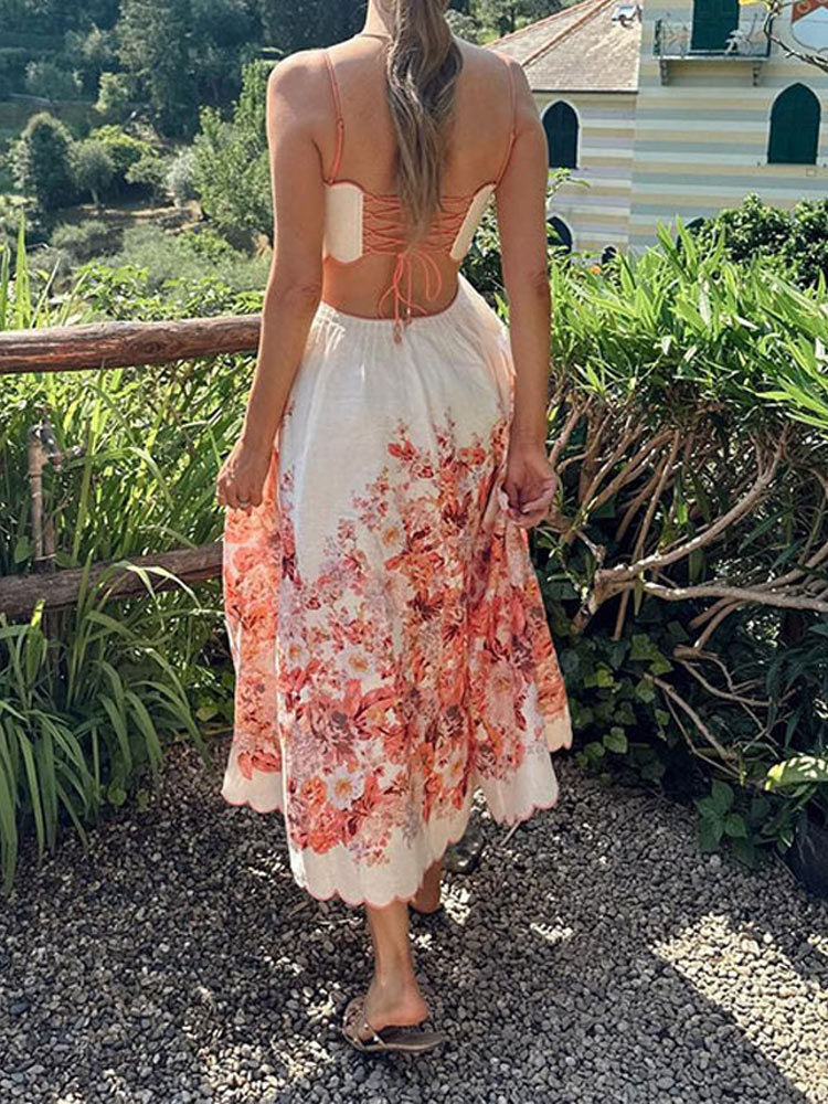 Lila-Rose Midi Dress™ - Delicate Straps and Floral Print
