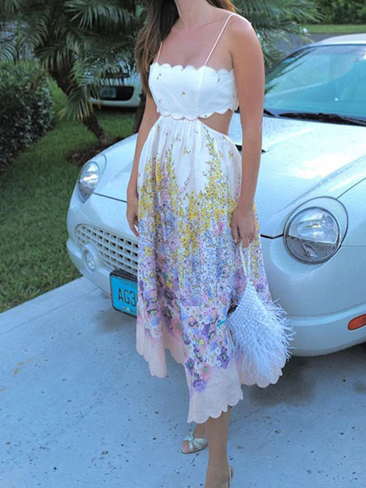Lila-Rose Midi Dress™ - Delicate Straps and Floral Print