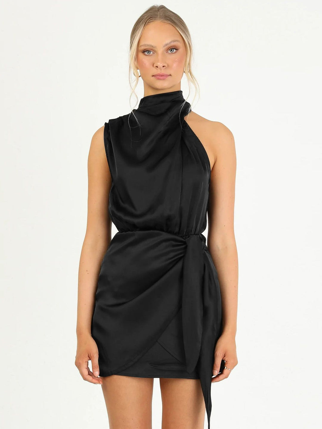 Isabella Satin Halter Mini Dress™