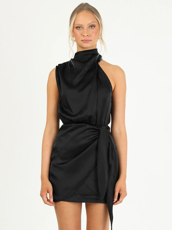 Isabella Satin Halter Mini Dress™