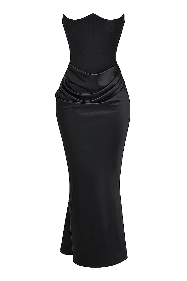 Celestia - Satin Corset Gown with Draped Elegance™