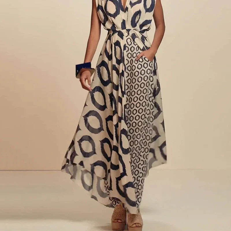 Isabella™ - Graceful Boho Maxi Dress with Pockets and Ethnic Print