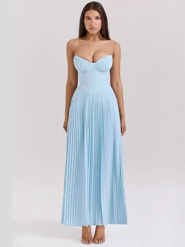 Seraphina – Elegant Pleated Gown with Structured Bodice™