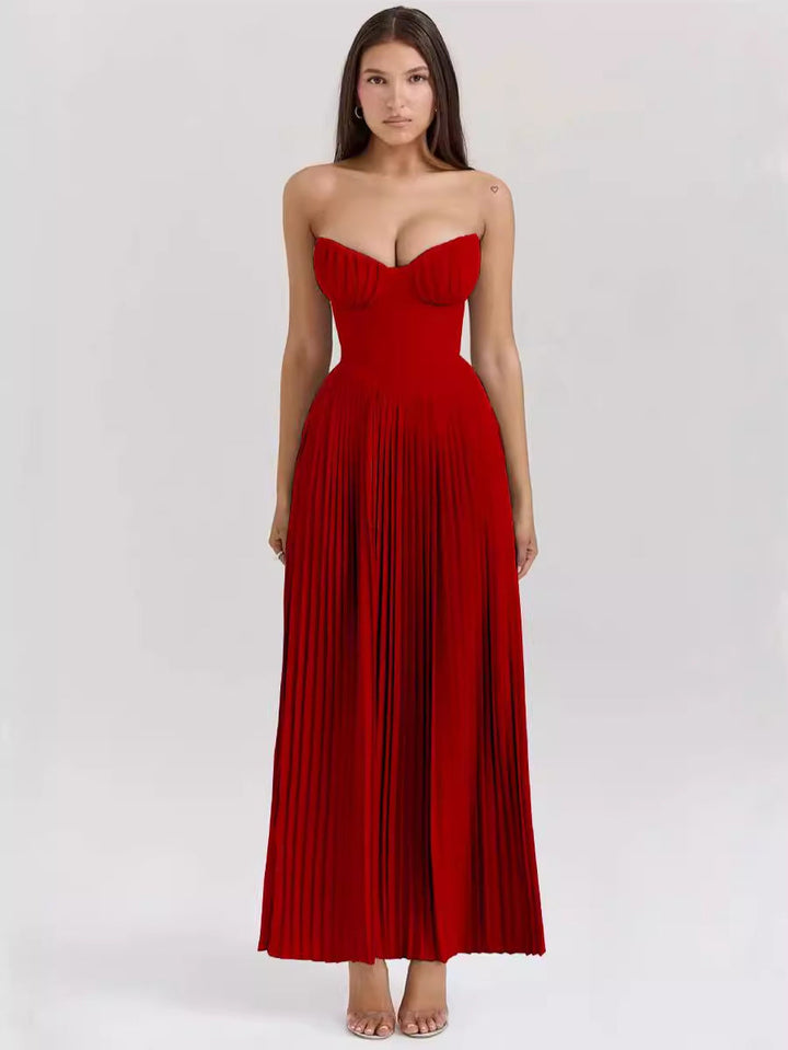 Seraphina – Elegant Pleated Gown with Structured Bodice™