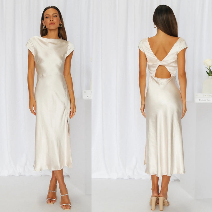 Giada Elegance™ – Satin Gown with Crisscross Back and Side Slit