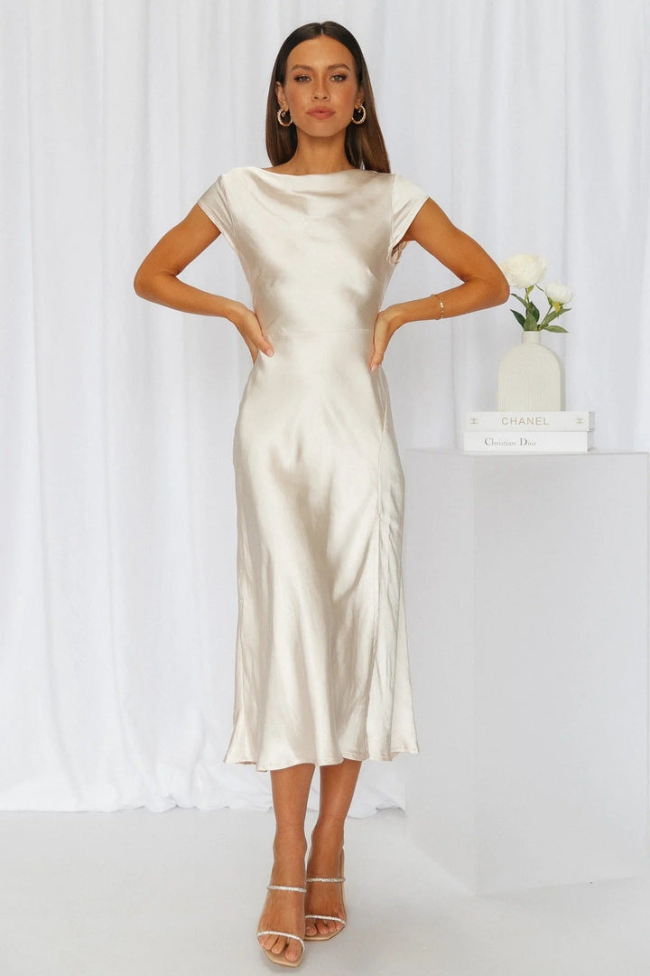 Giada Elegance™ – Satin Gown with Crisscross Back and Side Slit