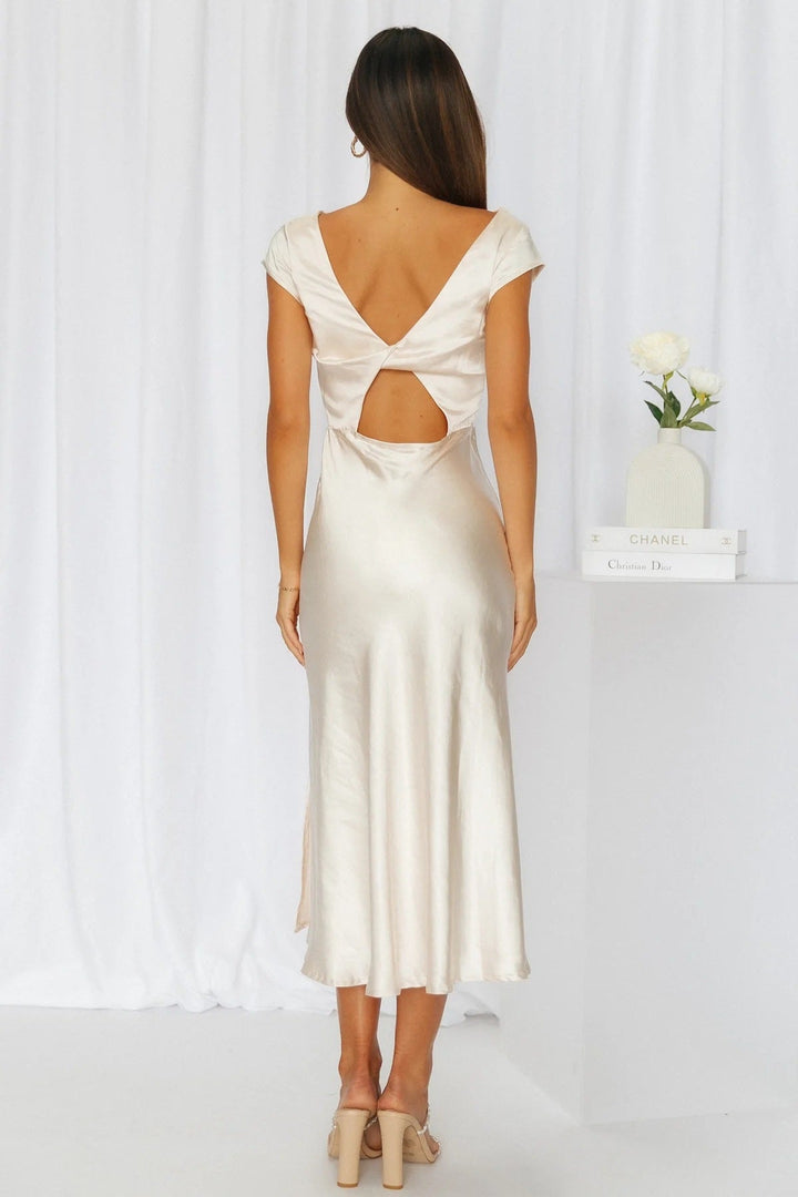 Giada Elegance™ – Satin Gown with Crisscross Back and Side Slit