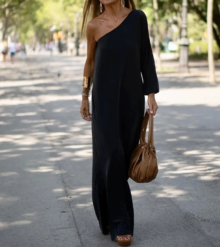 Seraphina™ One-Shoulder Summer Gown – Graceful, Flowing, and Ideal for Any Occasion