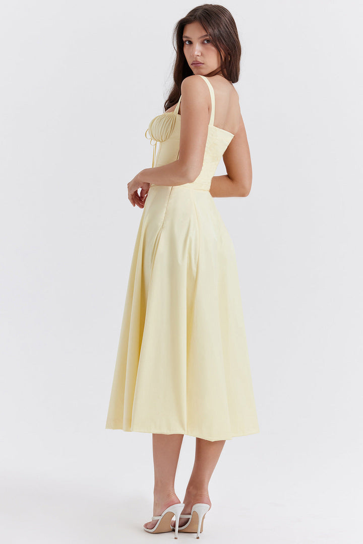 Isabella Lace-Up Corset Midi Dress™