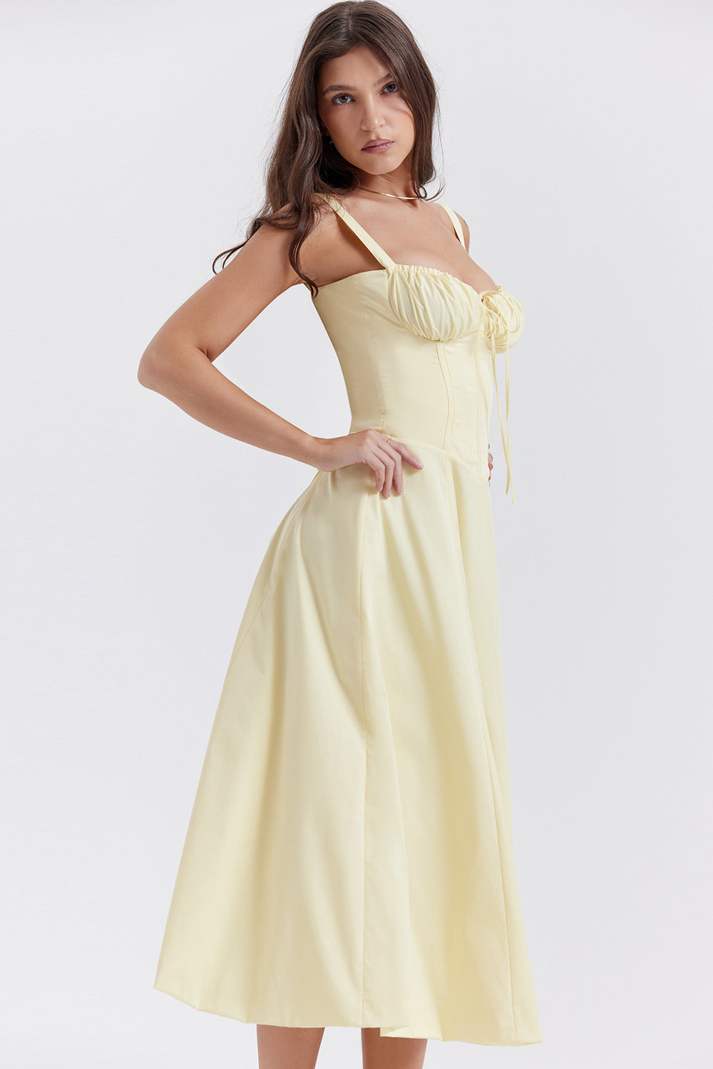 Isabella Lace-Up Corset Midi Dress™