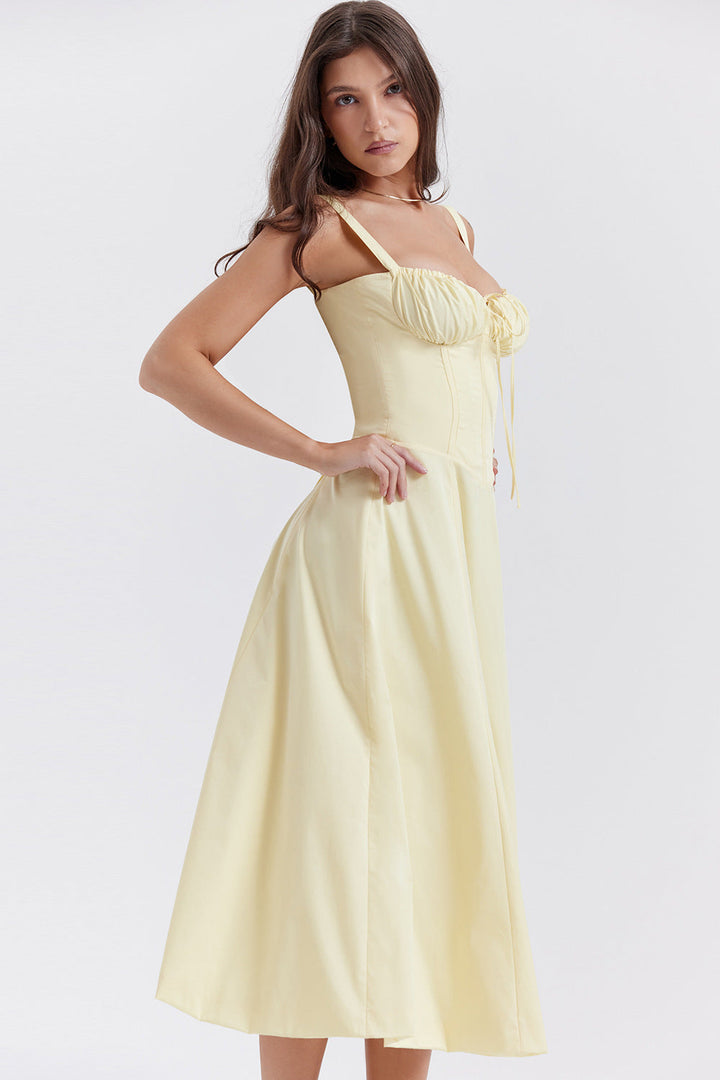 Isabella Lace-Up Corset Midi Dress™