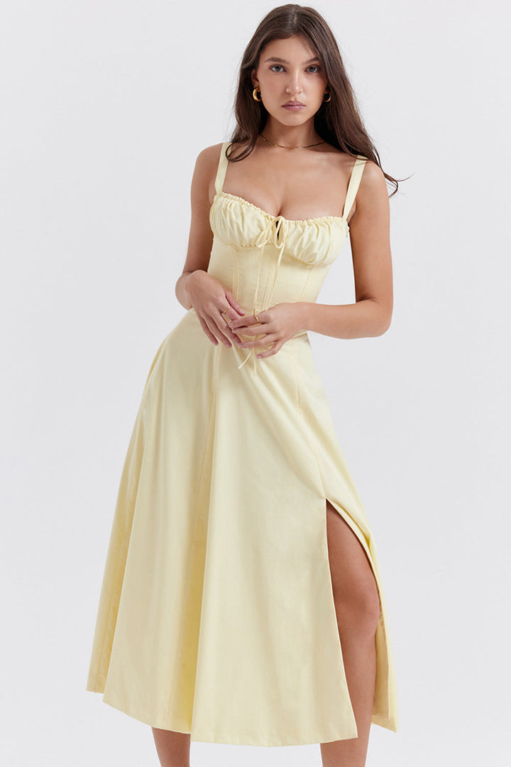 Isabella Lace-Up Corset Midi Dress™