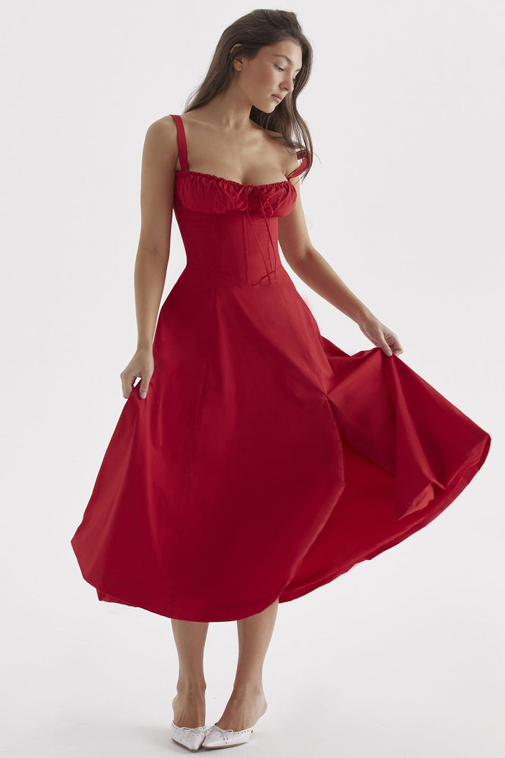 Isabella Lace-Up Corset Midi Dress™