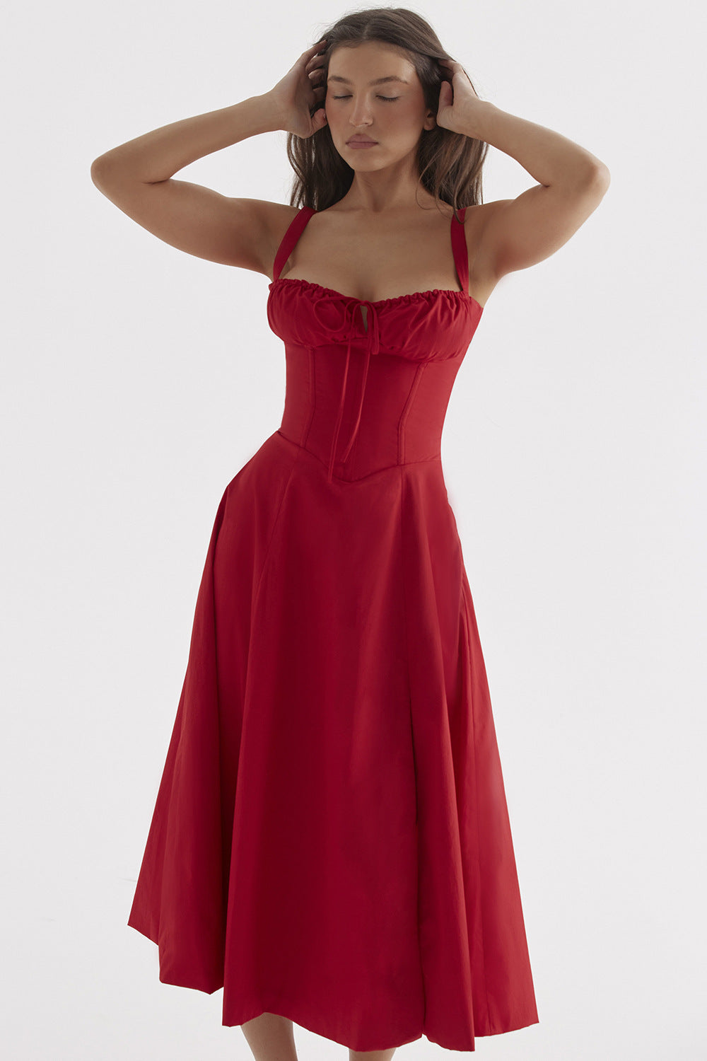 Isabella Lace-Up Corset Midi Dress™